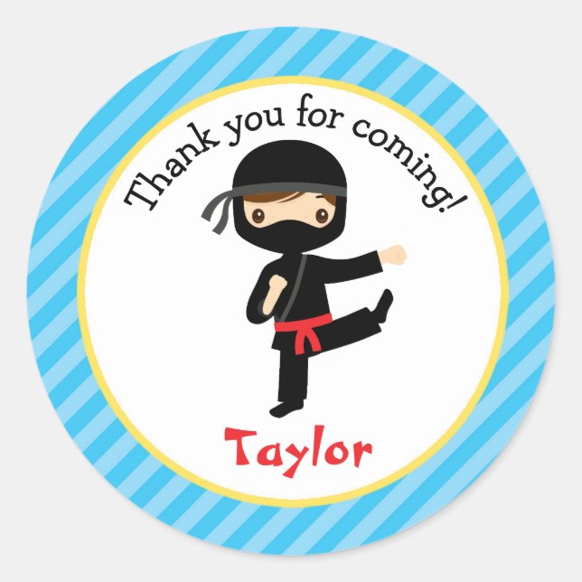 Adesivo Ninja Birthday Stickers Personalizados Boy Favors (Frente)