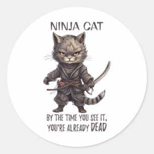 Adesivo Ninja Cat, japonês Samurai Kawaii Cat Tattoo Funn