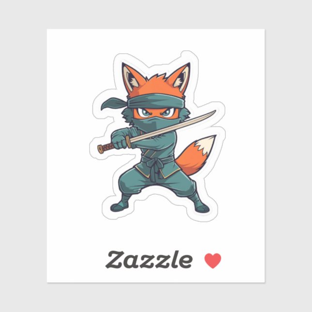 Adesivo Ninja Fox Sticker – Cute Fox Vinyl Decal (Folha)
