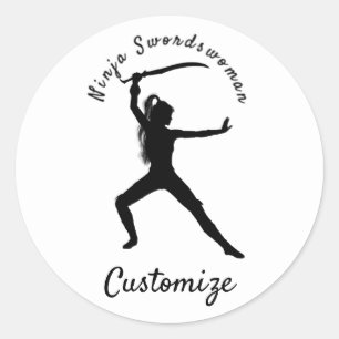 Adesivo Ninja Swordswoman Silhouette Thunder_Cove