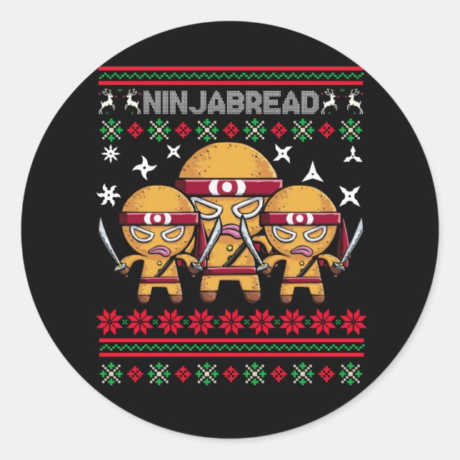 Adesivo Ninjabread Cookie Gingerbird Man Ninja Natal (Frente)