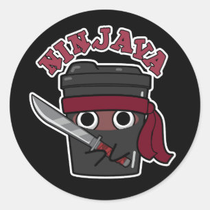 Adesivo Ninjava Funny Ninja Java Café Pun Dark BG