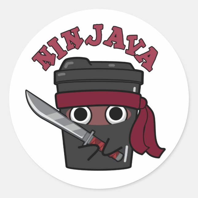 Adesivo Ninjava Funny Ninja Java Coffee Pun (Frente)