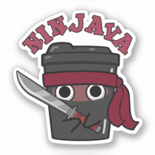 Adesivo Ninjava Funny Ninja Java Coffee Pun