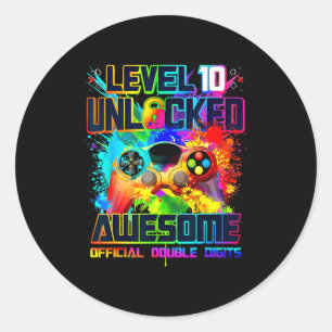 Adesivo Nível 10 Desbloqueado Incrível Aniversário de Meni