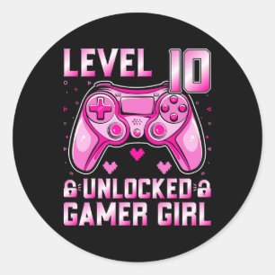 Adesivo Nível 10 Gamer Girl Video Gamer 10th Birt
