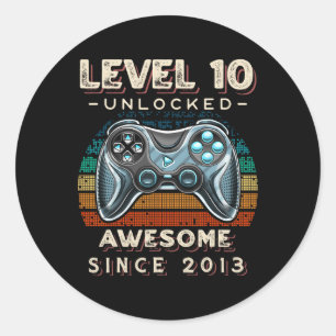 Adesivo Nível 10 Jogo de Vídeo Desbloqueado 10º Aniversári