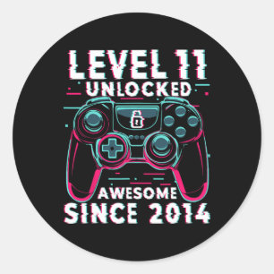 Adesivo Nível 11 Desbloqueado Jogo de Vídeo 11º Aniversári