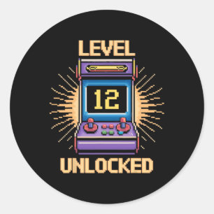 Adesivo Nível 12 Desbloquear Aniversário Gamer 12 Anos Víd
