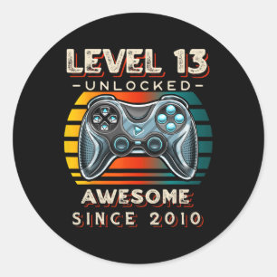 Adesivo Nível 13 13 do jogo de vídeo desbloqueado Aniversá