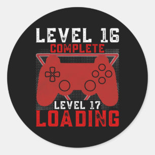 Adesivo Nível 16 Nível 17 Carregando o Gamer Aniversário