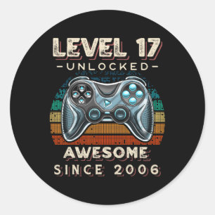 Adesivo Nível 17 Jogo de Vídeo Desbloqueado 17º Aniversári
