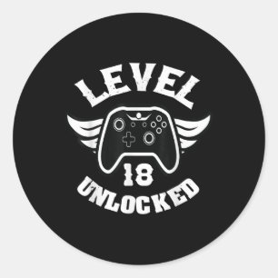 Adesivo Nível 18 Desbloqueado 18 Jogos de Aniversário 18 A