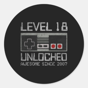 Adesivo Nível 18 Desbloqueado Aniversário de 18 anos Vídeo