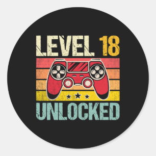 Adesivo Nível 18 Vintage Video Gamer 18th Birthda desbloqu