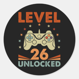 Adesivo Nível 26 Vídeo Gamer 26º Aniversário 26 Anos