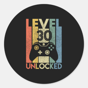Adesivo Nível 30 Desbloqueado Vídeo Engraçado de Aniversár