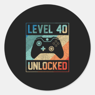 Adesivo Nível 40 Desbloqueado 40º Videojogador Camiseta de