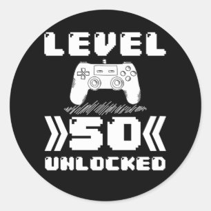Adesivo Nível 50 Desbloqueado 50º Aniversário Gamer 50 