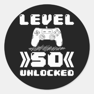 Adesivo Nível 50 Desbloqueado 50º Aniversário Gamer 50 Ano