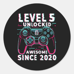 Adesivo Nível 5 Desbloqueado Jogo de Vídeo de Aniversário
