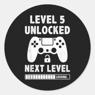 Adesivo Nível 5 desbloqueado jogo de vídeo retrô de 5º ani