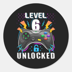 Adesivo Nível 6 6 de jogos de vídeo desbloqueados Aniversá