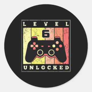 Adesivo Nível 6 Desbloqueado Gamer Divertido Aniversário d