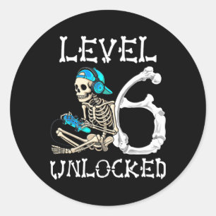 Adesivo Nível 6 - Skeleton Gamer Video Gaming 6 B