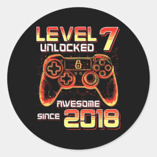 Adesivo Nível 7 Desbloqueado Festa de Video Game 7º Aniver