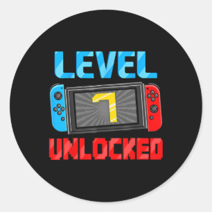 Adesivo Nível 7 Desbloqueado Gamer Presente de 7º Aniversá
