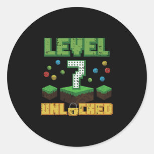 Adesivo Nível 7 Desbloqueado Pixel Gamer 7º Aniversário Jo