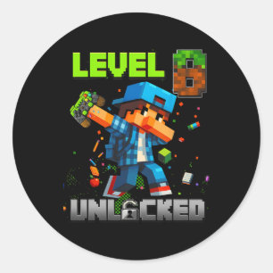 Adesivo Nível 8 Desbloqueado Divertido Menino de Aniversár