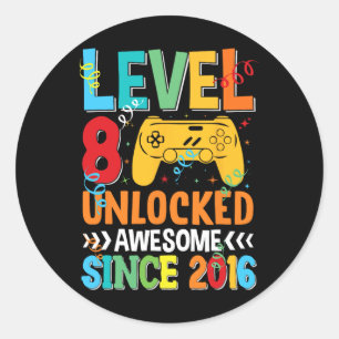 Adesivo Nível 8 Desbloqueado Incrível 2016 8º Aniversário 