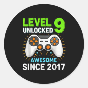 Adesivo Nível 9 desbloqueado incrível desde 2017 aniversár