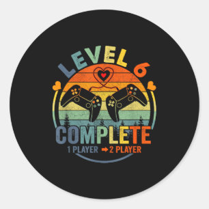 Adesivo Nível de 6º Aniversário de Casamento de Gamer