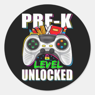 Adesivo Nível de pré-k desbloqueado Gamer Primeiro dia de