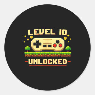 Adesivo Nível engraçado 10 desbloqueado jogo de vídeo aniv
