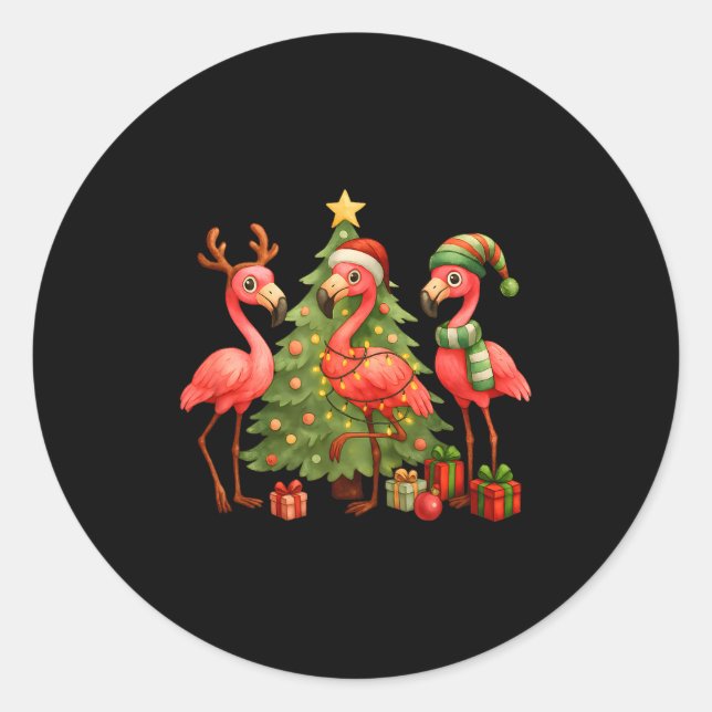 Adesivo Nk Christmas Flamingos _ Cute Holiday Tree &amp; D (Frente)