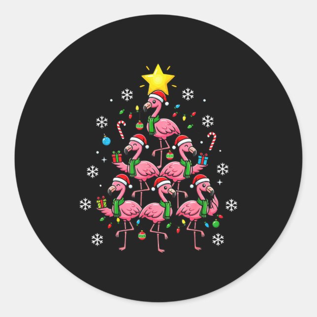 Adesivo Nk Flamingo Christmas Tree With Santa Hats &amp; H (Frente)