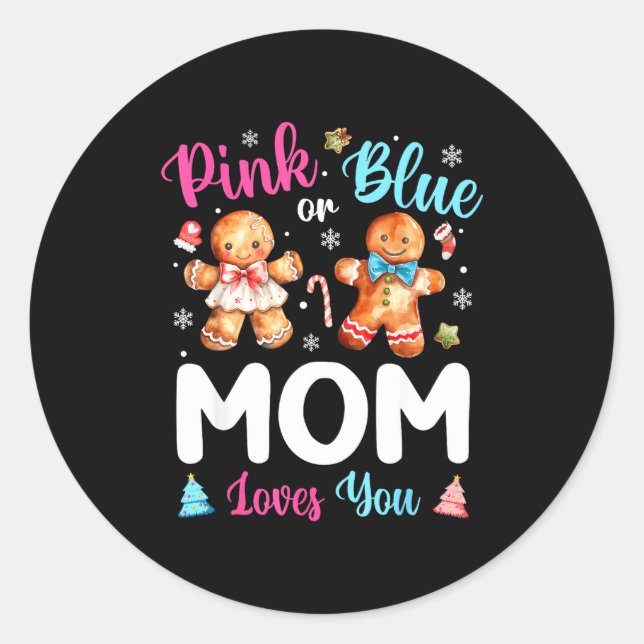 Adesivo Nk Or Blue Mom Loves You Gender Reveal Christmas  (Frente)