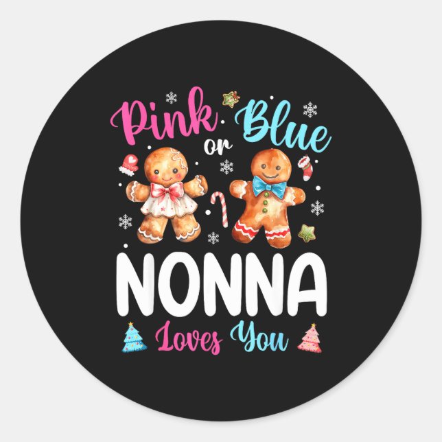Adesivo Nk Or Blue Nonna Loves You Gender Reveal Christmas (Frente)