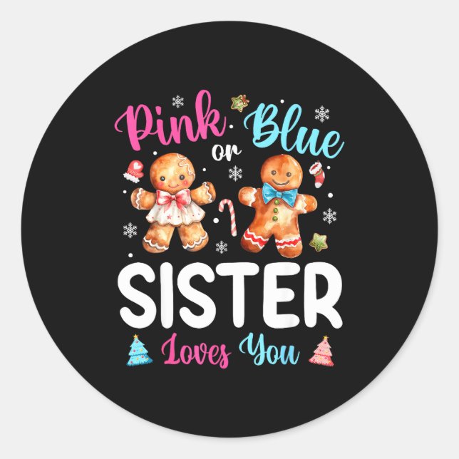 Adesivo Nk Or Blue Sister Loves You Gender Reveal Christma (Frente)