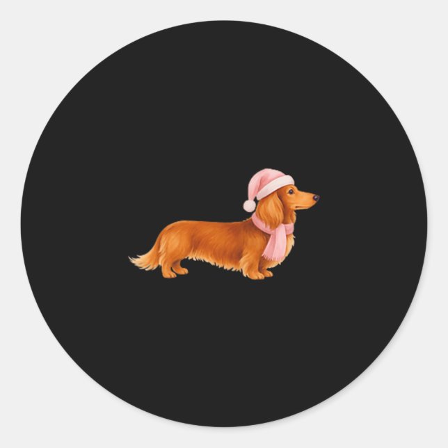 Adesivo Nk Santa Red Long Haired Dachshund Christmas  (Frente)