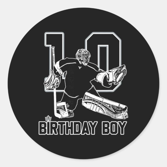 Adesivo No. 10 Ice Hockey Goalie Happy 10th Birthday Boy  (Frente)