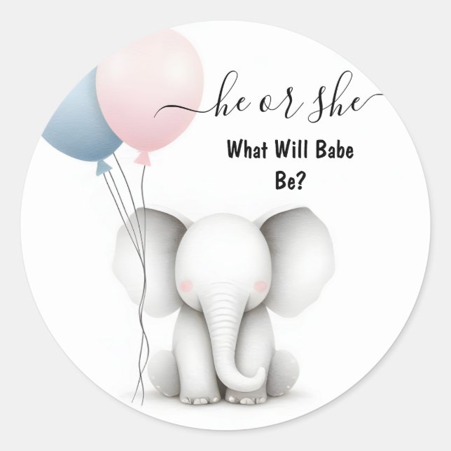 Adesivo No Big Zoo Baby White Elephant Birth Reveal (Frente)