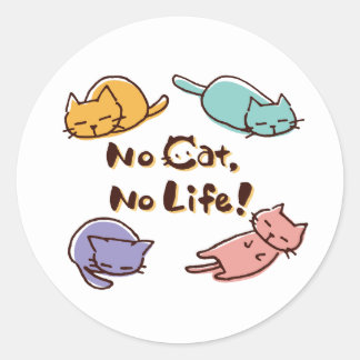 Adesivo No Cat No Life! / Cute Loose Cat Illustration with