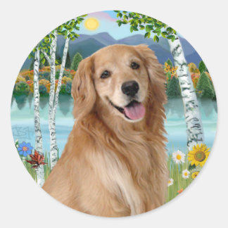 Adesivo No Lago - Golden Retriever