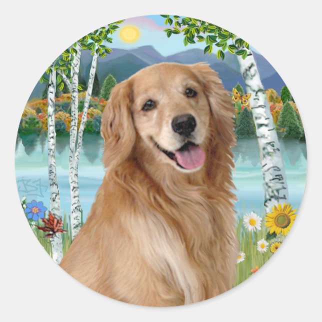 Adesivo No Lago - Golden Retriever (Frente)