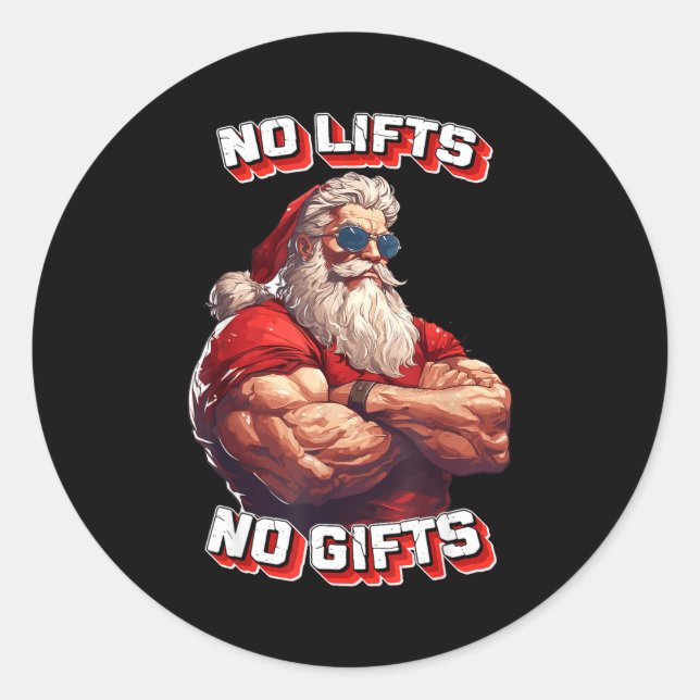 Adesivo No Lifts No Bodybuilder Fitness Santa Christmas  (Frente)